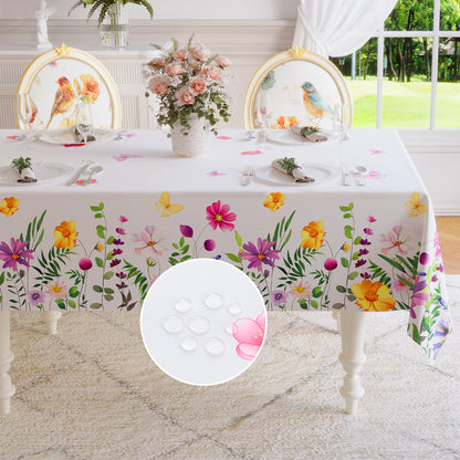 Polyester Waterproof And Stain Resistant Floral Tablecloth in Flower B