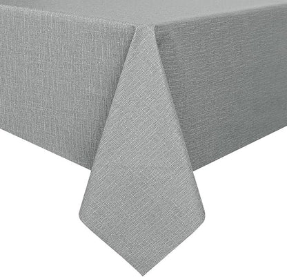 PVC Waterproof Burlap Textured Tablecloth in Light Gray