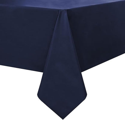 PVC Waterproof Burlap Textured Tablecloth in Navy Blue