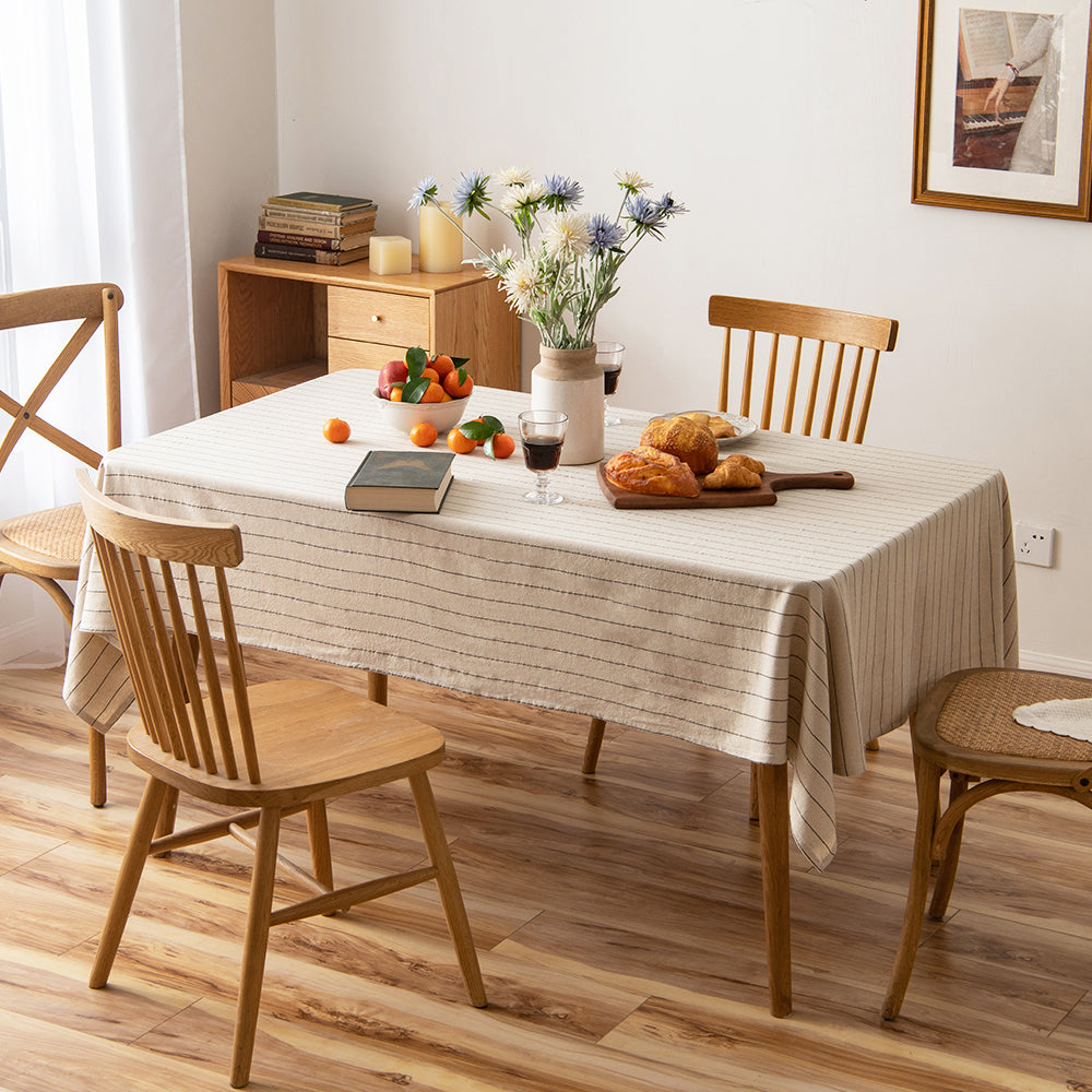 Airy Single-Stripe Linen-Cotton Tablecloth-Single-Stripe