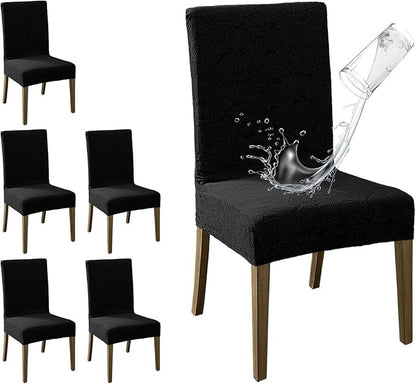 Polyester 100% Waterproof Leaves Pattern Chair Covers in Black
