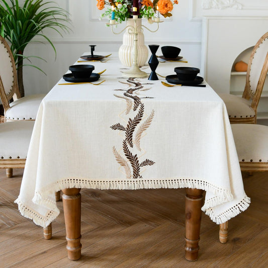 Polyester Embroidered Two-tone Rice Ear Tablecloth