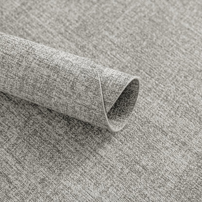Polyurethane Linen-textured 100% Waterproof Oil-Proof Wipeable Heat Resistant Round Placemats Set in Light Grey