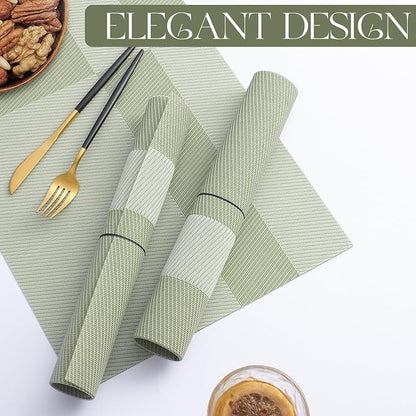 Plastic Woven Heat Resistant Placemats in Grass Green