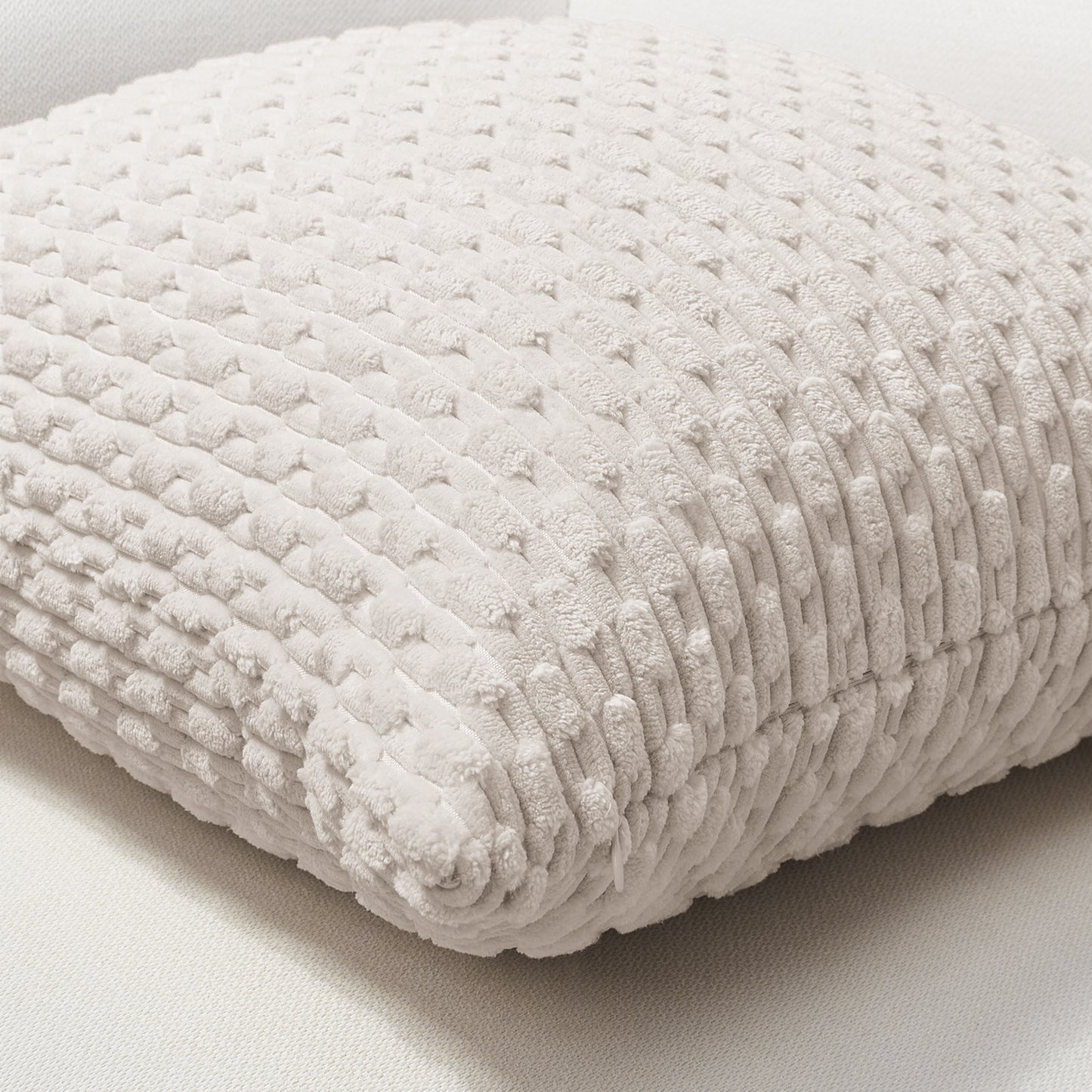 Soft Corduroy Chain-Link Textured Pillowcases in Beige