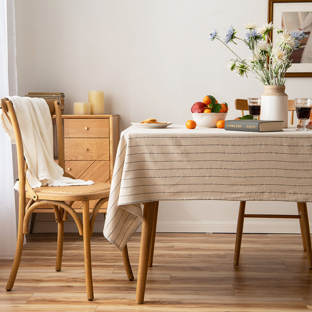 Airy Single-Stripe Linen-Cotton Tablecloth-Single-Stripe