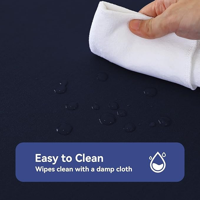 PVC Waterproof Burlap Textured Tablecloth in Navy Blue
