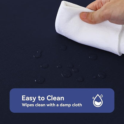 PVC Waterproof Burlap Textured Tablecloth in Navy Blue