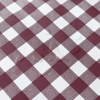 PVC Waterproof and Oil Resistant Plaid Tablecloth in Burgundy and White