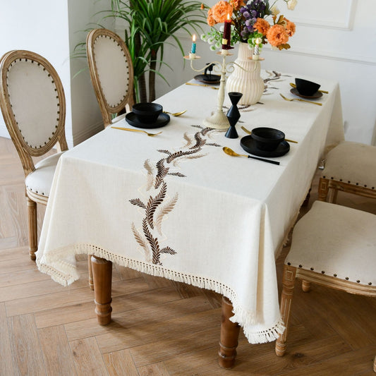 Polyester Embroidered Two-tone Rice Ear Tablecloth