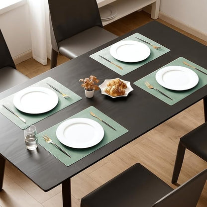 Polyurethane 100% Waterproof Oil-Proof Wipeable Heat Resistant Placemats Set in Green