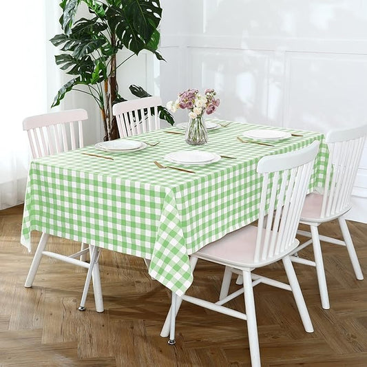 PVC Waterproof and Oil Resistant Plaid Tablecloth in Light Green