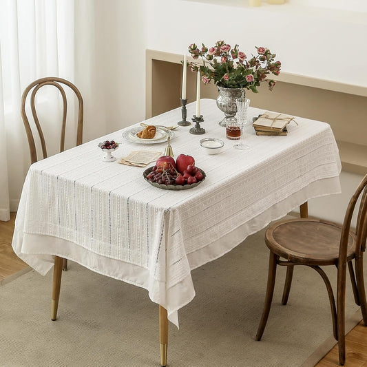 Vintage Cotton White Lace Tablecloth