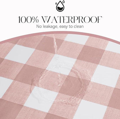 PVC Waterproof Plaid Wrap Plaid Tablecloth in White and Pink