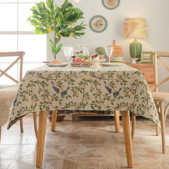 Polyester-Cotton Blend Floral and Botanical Tablecloth