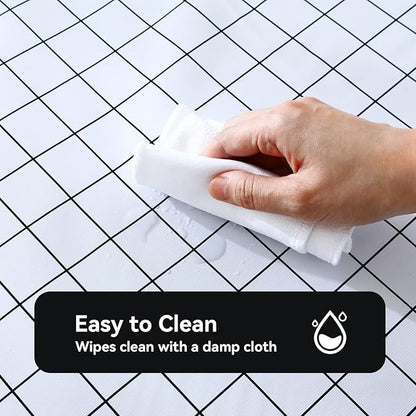 PVC Waterproof and Oil Resistant LargePlaid Tablecloth in White and Black