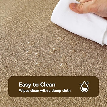 PVC Waterproof Burlap Textured Tablecloth in Caramel