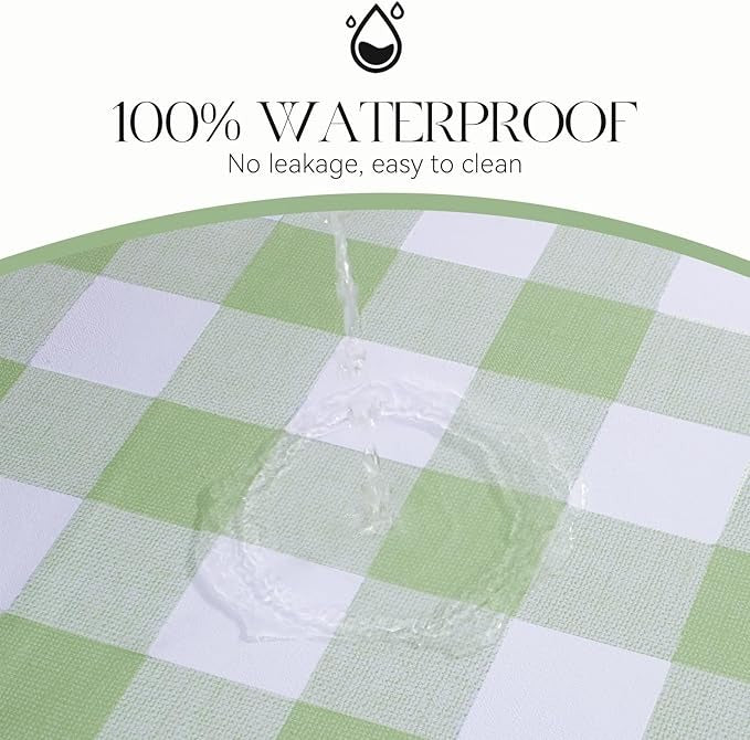 PVC Waterproof Plaid Wrap Plaid Tablecloth in White and Light Green