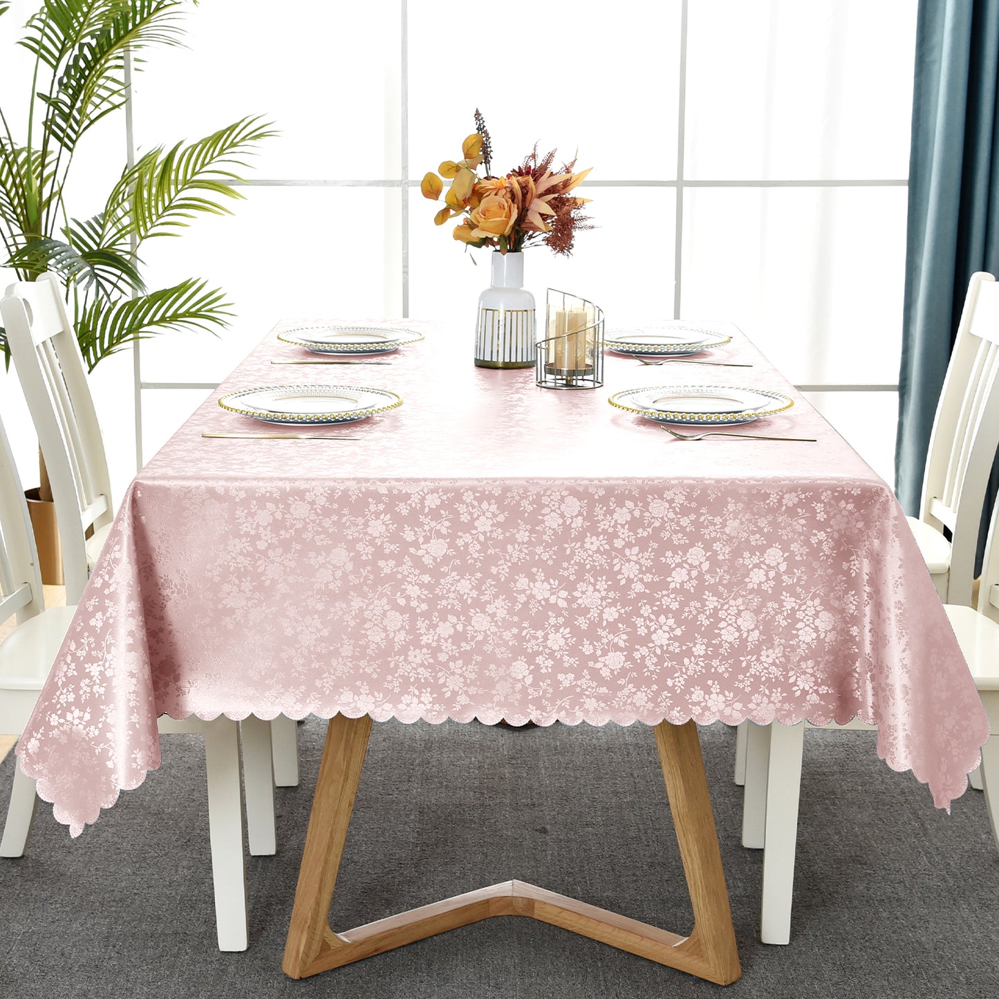Polyurethane 100% Waterproof and Oil Resistant Chequered Tablecloth in Pink