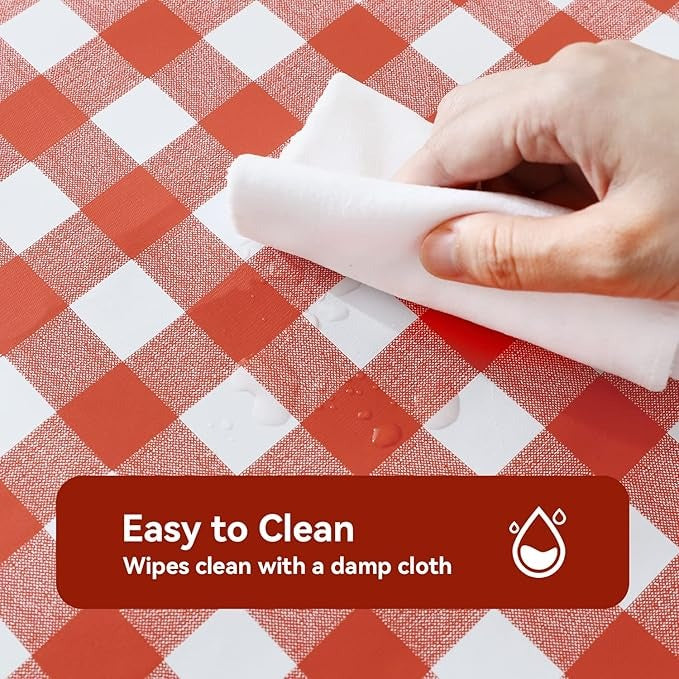 PVC Waterproof and Oil Resistant Plaid Tablecloth in Red