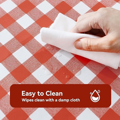 PVC Waterproof and Oil Resistant Plaid Tablecloth in Red