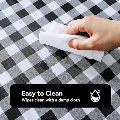 PVC Waterproof and Oil Resistant Plaid Tablecloth in Black and White