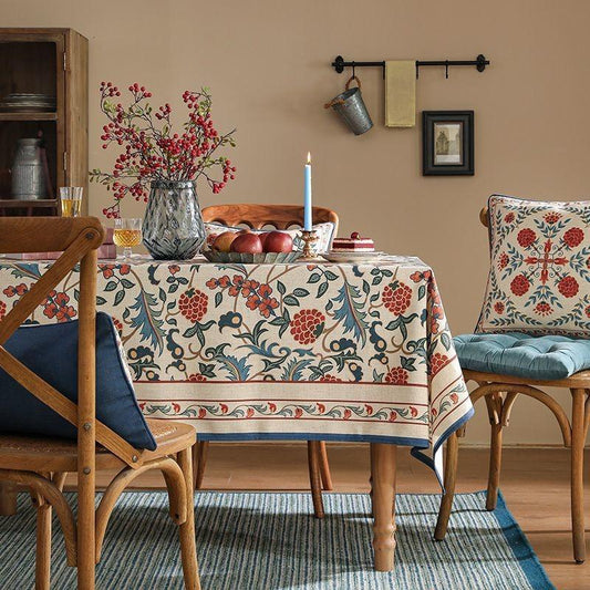 Chenille raspberry print waterproof tablecloth