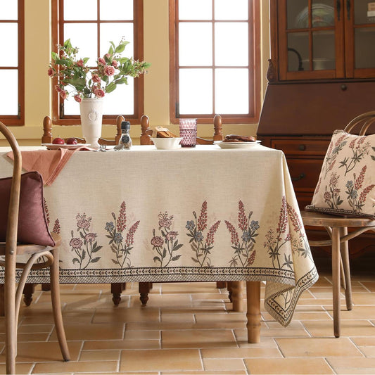 Chenille lavender rose print tablecloth