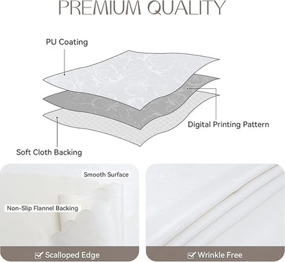 Polyurethane Crochet 100% Waterproof and Oil Resistant Chequered Tablecloth in White