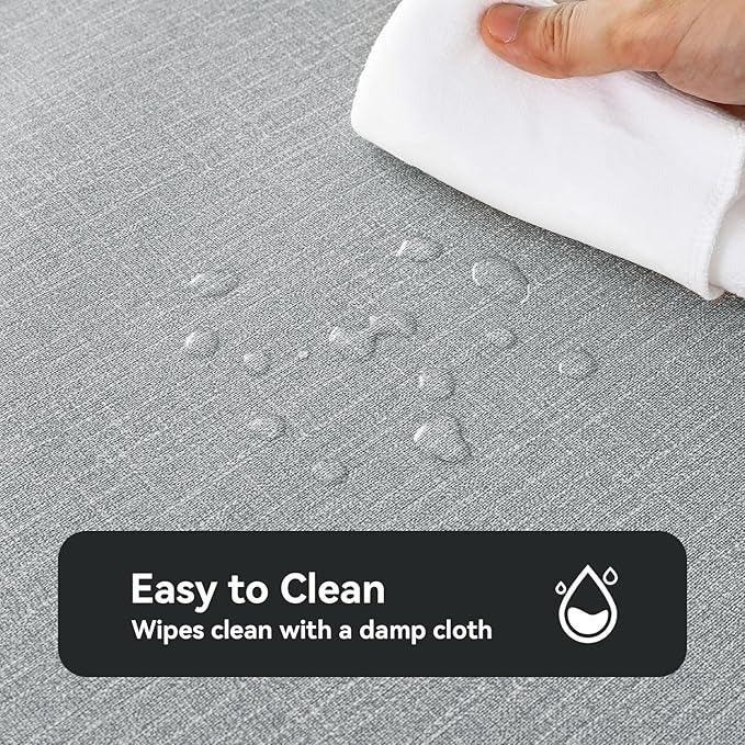 PVC Waterproof Burlap Textured Tablecloth in Light Gray