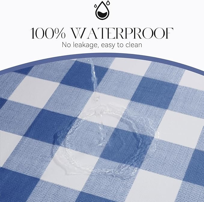 PVC Waterproof Plaid Wrap Plaid Tablecloth in White and Blue