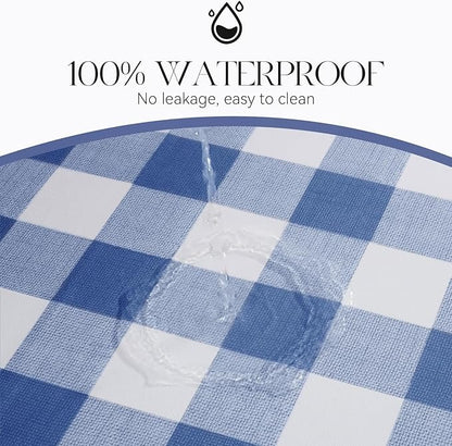 PVC Waterproof Plaid Wrap Plaid Tablecloth in White and Blue
