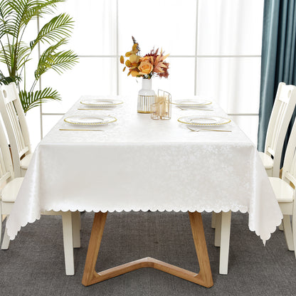 Polyurethane 100% Waterproof and Oil Resistant Chequered Tablecloth in White