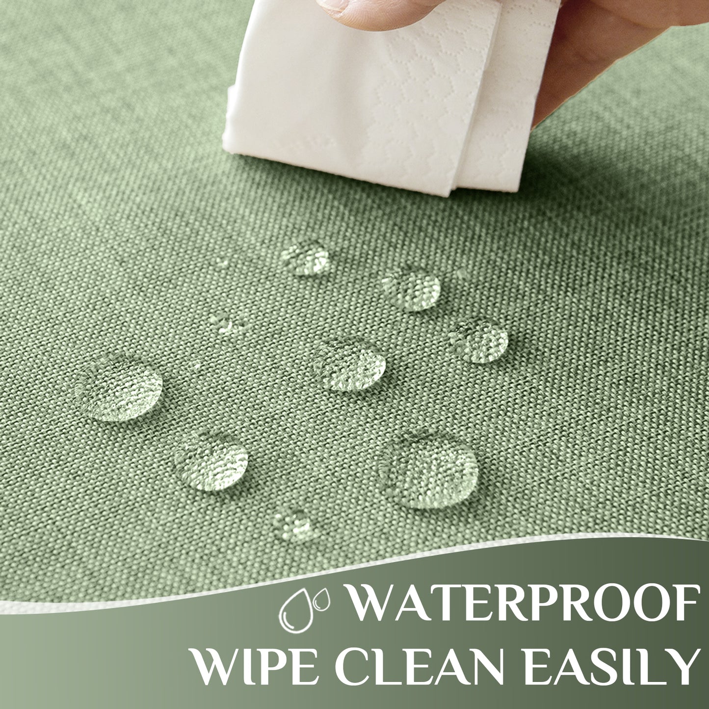 Waterproof Stain-Resistant Polyester Tablecloth in Solid Sage Green