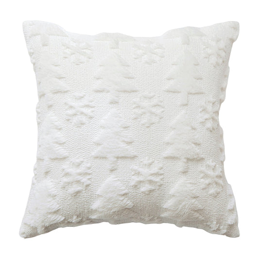 White Christmas Tree Snowflake Embroidered Throw Pillowcases