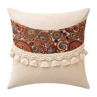 Jacquard Patchwork Throw Pillowcases - Bent Fringe