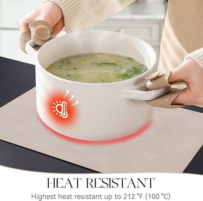 Polyurethane 100% Waterproof Oil-Proof Wipeable Heat Resistant Placemats Set in Beige