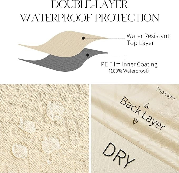 Polyester 100% Waterproof Oblong Pattern Chair Covers in Beige