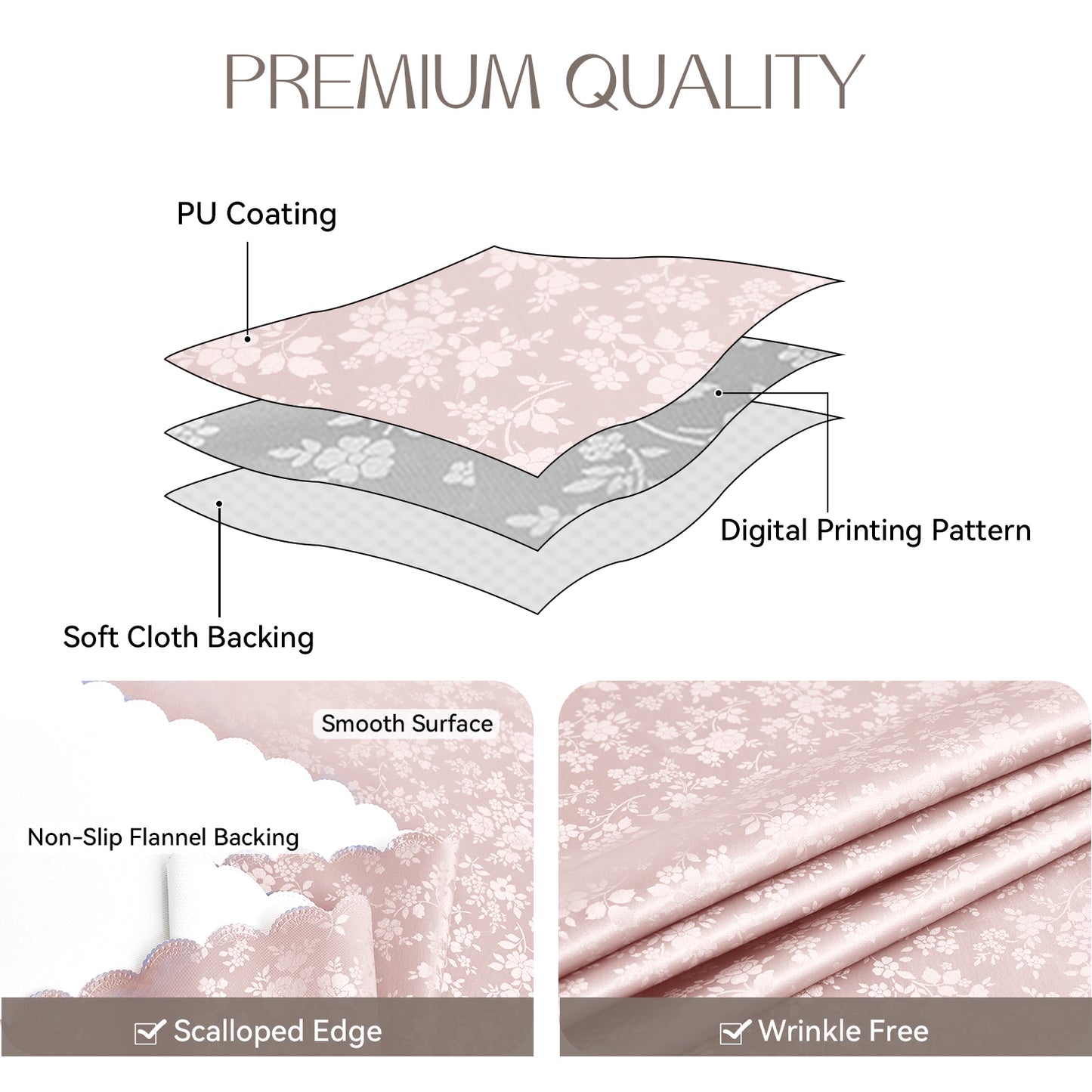 Polyurethane 100% Waterproof and Oil Resistant Chequered Tablecloth in Pink