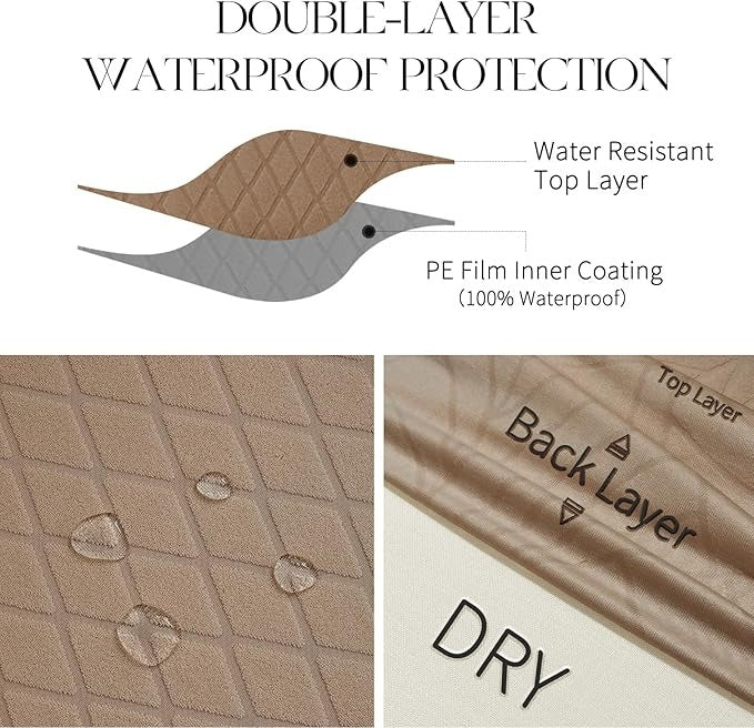 Polyester 100% Waterproof Diamond Pattern Chair Covers in Khaki