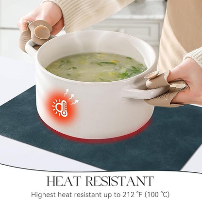 Polyurethane 100% Waterproof Oil-Proof Wipeable Heat Resistant Placemats Set in Navy Blue