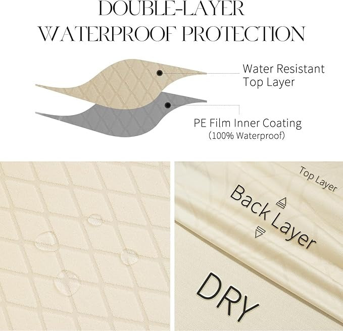 Polyester 100% Waterproof Diamond Pattern Chair Covers in Beige