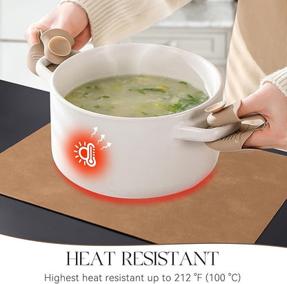 Polyurethane 100% Waterproof Oil-Proof Wipeable Heat Resistant Placemats Set in Camel