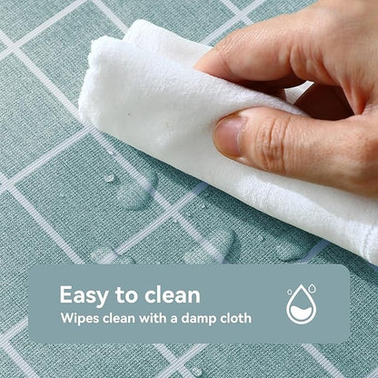 PVC Waterproof and Oil Resistant LargePlaid Tablecloth in Blueish Green