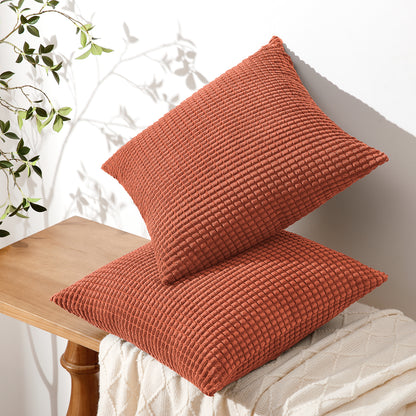 Soft Corduroy Corn-Kernel Pattern Pillowcases in Rust