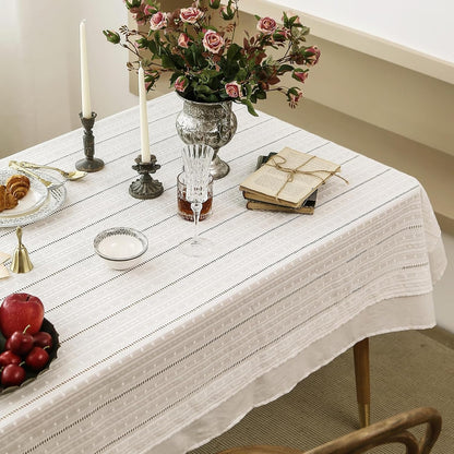 Vintage Cotton White Lace Tablecloth
