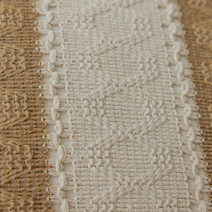 Bohemian neutral double striped pillowcases with tassels