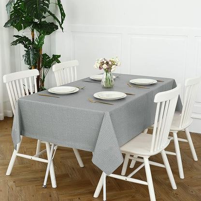 PVC Waterproof Burlap Textured Tablecloth in Light Gray