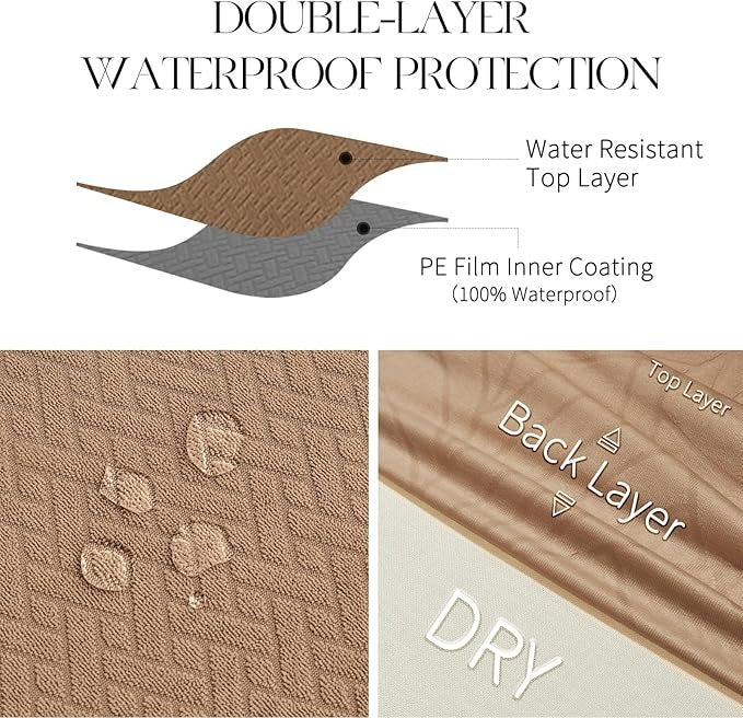 Polyester 100% Waterproof Oblong Pattern Chair Covers in Khaki
