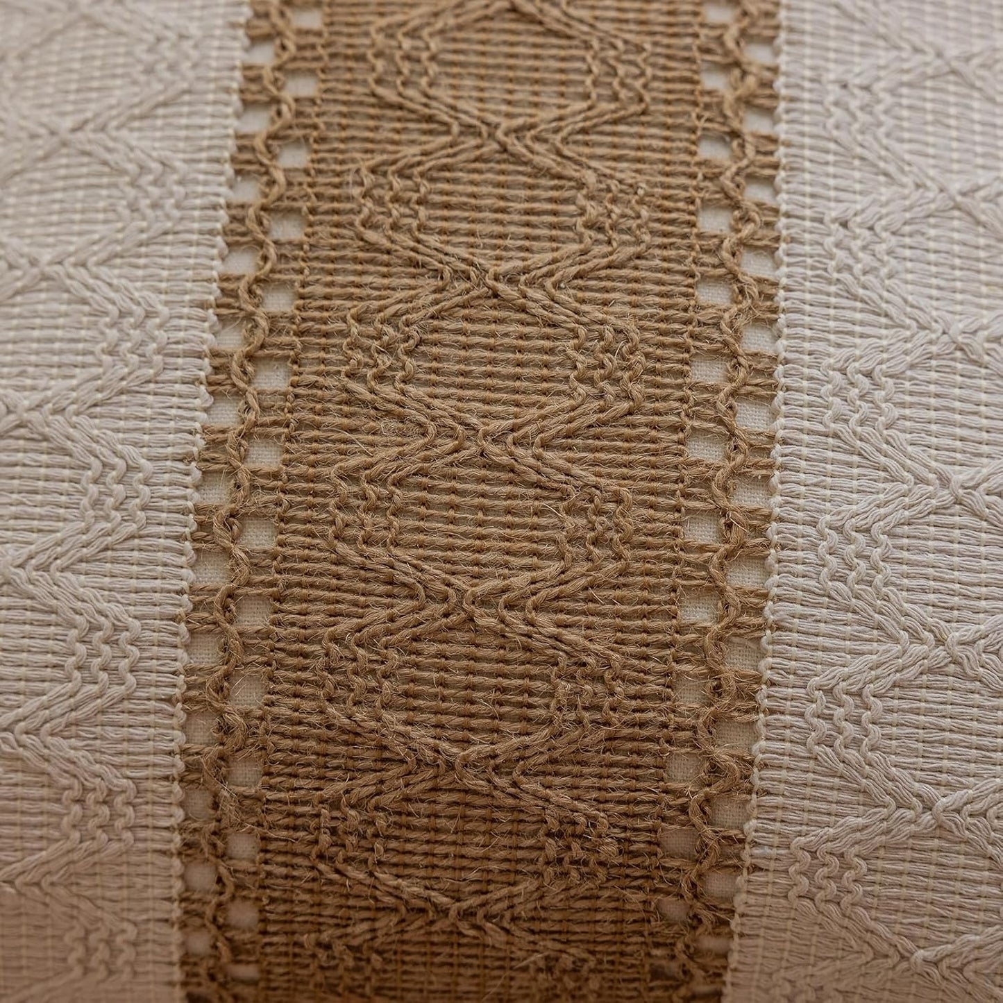 Bohemian neutral striped pillowcases with tassels
